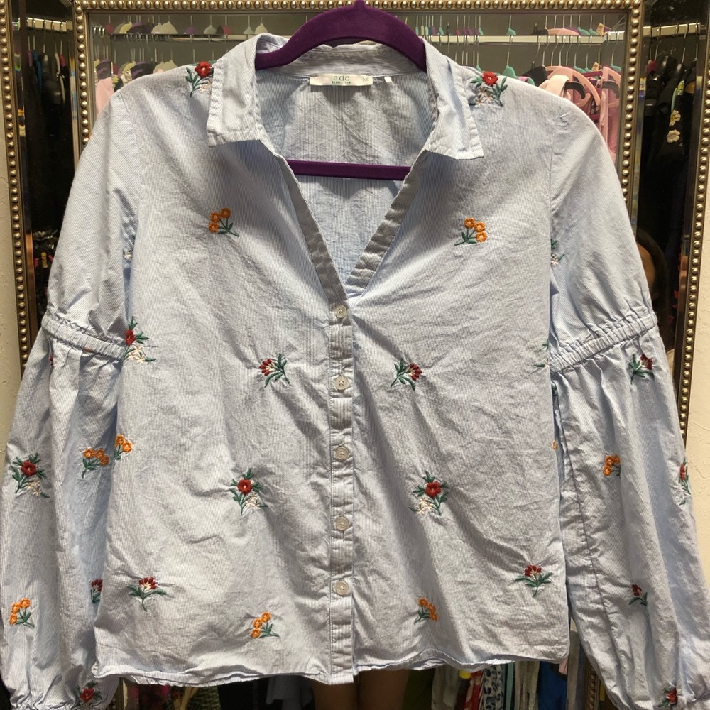 Embroidered peasant top